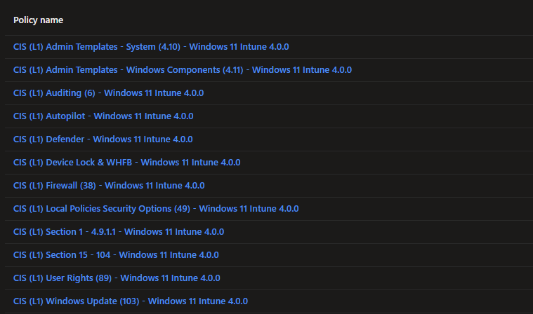 Imported Profiles