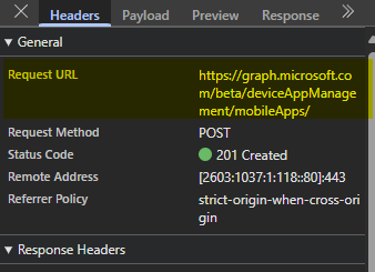 Developer Tools - Request URL