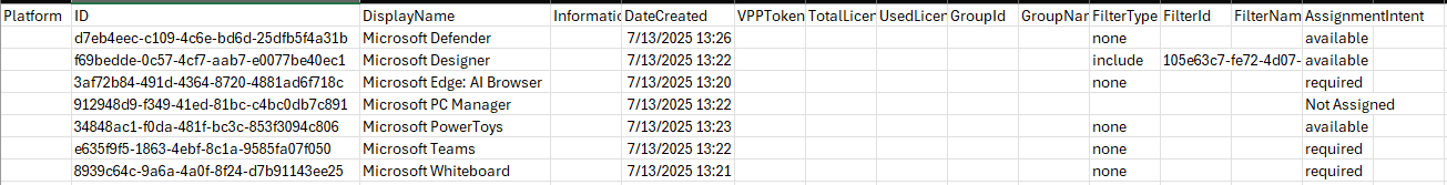 CSV Results - Cmdlets