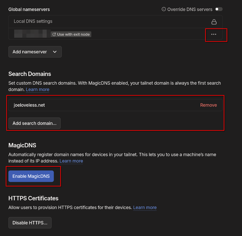 Tailscale Name Servers